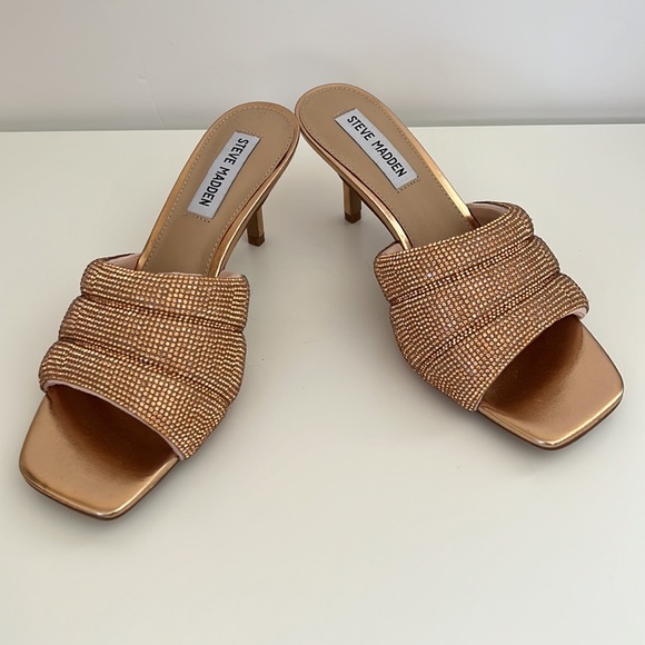 New STEVE MADDEN square Embellished Sandals rose gold - Picture 5 of 6